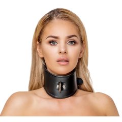 Bad Kitty - Leather-look Collar with Ring (Black)