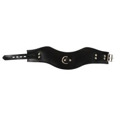 Black Bad Kitty - Faux Leather Collar with Ring