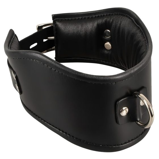 Black Bad Kitty - Faux Leather Collar with Ring