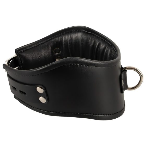 Black Bad Kitty - Faux Leather Collar with Ring