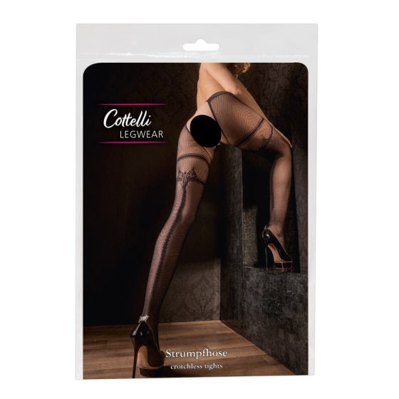 Cottelli - Double effect open necc tights (black)