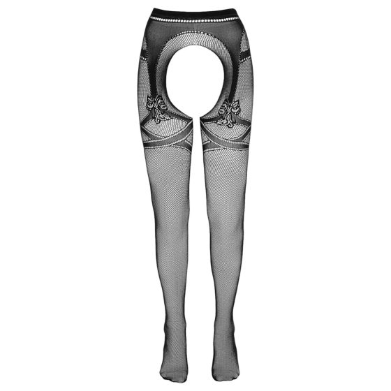 Cottelli - Black Open-Net Stockings with Double Effect