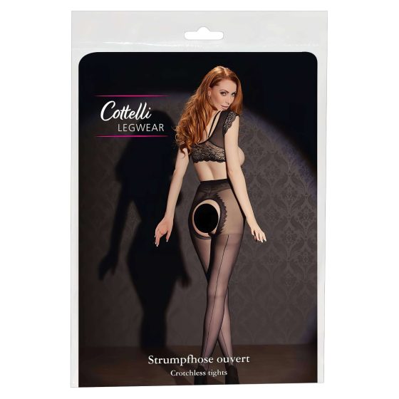 Cottelli - Lace Seamed, Striped Back Sex Stockings (Black)