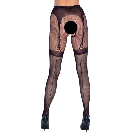 Cottelli Legwear - Open Garter Tights - Black (S-L)