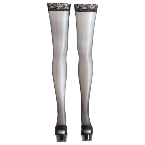 Cottelli - Black Thigh Highs with Stripe