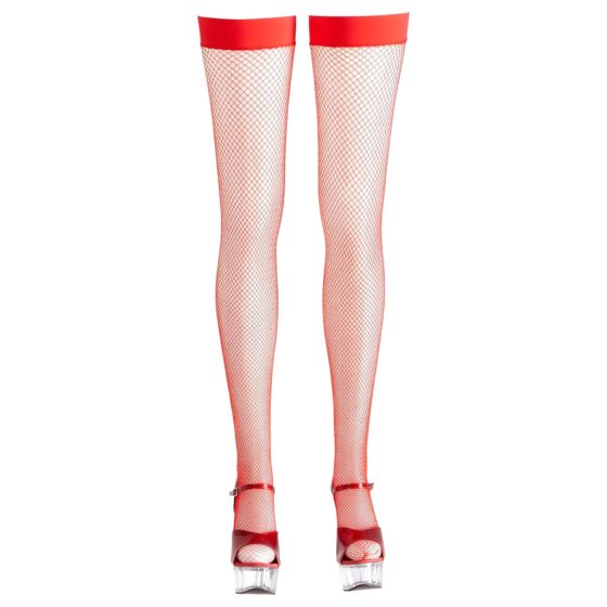 Cottelli - Dense Fishnet Thigh-Highs (Red)