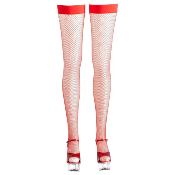 Cottelli - Red Fishnet Thigh-High Stockings