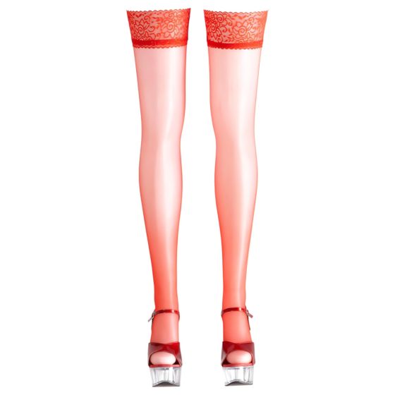 Cottelli - Satin Thigh Highs (Red)