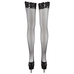 Cottelli - Fishnet Stockings with Lace-up Lace Trim