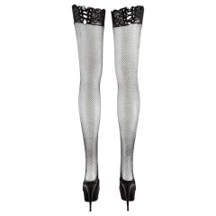 Cottelli - Fishnet Stockings with Lace-up Lace Trim