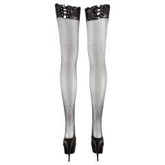 Cottelli - Fishnet Stockings with Lace-up Lace Trim