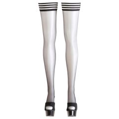 Cottelli - Black Thigh Highs with Striped Trim