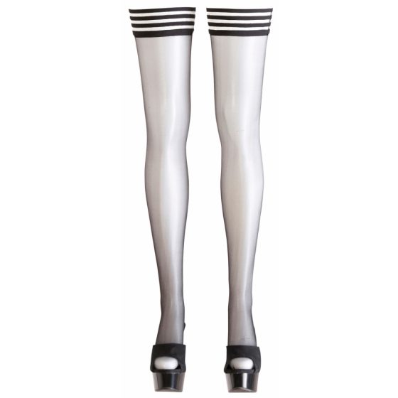 Cottelli - Black thigh fix - with striped trim