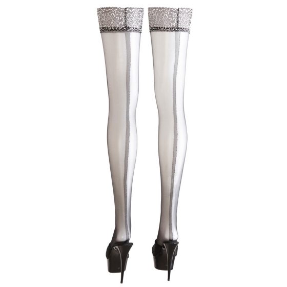 Cottelli - Thigh Highs with Silver Lace Trim