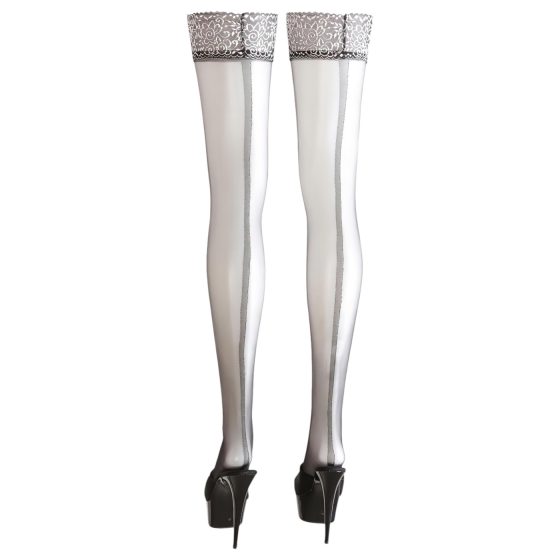 Cottelli - Thigh-Highs with Silver Lace Trim