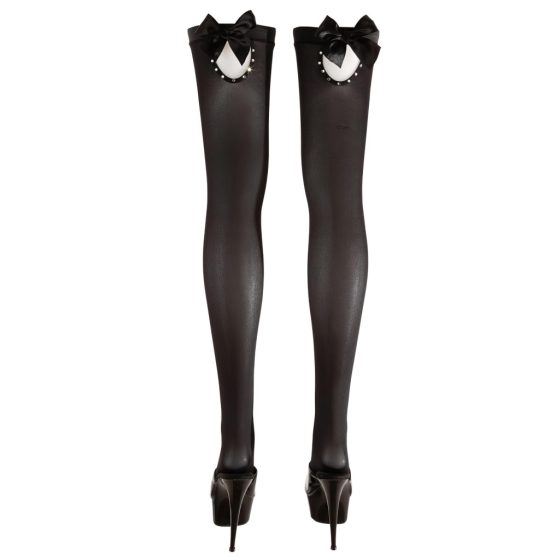 Cottelli - Rhinestone Thigh-highs with Bow Detail (Black)