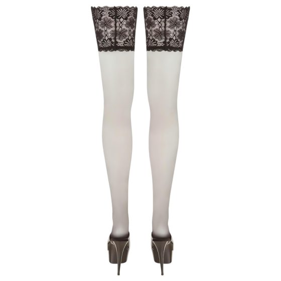 Cottelli - Thigh High Stockings with 15cm Lace Trim (Black)