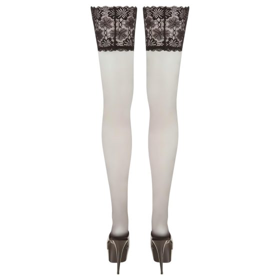 Cottelli Plus Size - Thigh High Stockings with 15cm Lace Trim (Black)