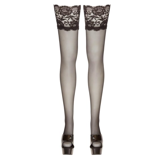 Cottelli - Floral Lace Thigh Highs (Black)