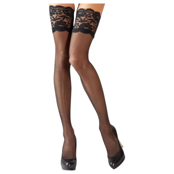 Cottelli - Floral Lace Thigh Highs (Black)