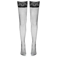 Cottelli - fishnet thigh-highs with wide lace trim (black)