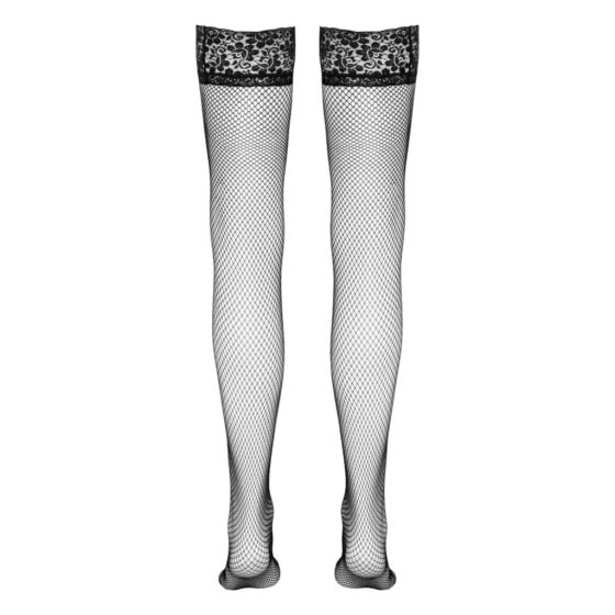 Cottelli - Fishnet Thigh Highs with Wide Lace Trim (Black)