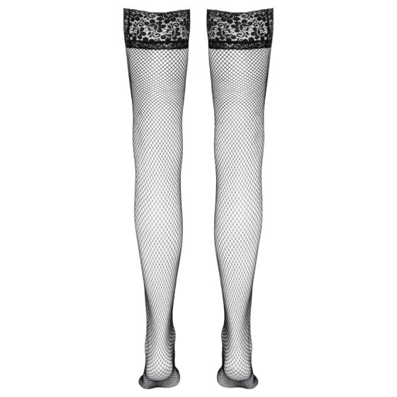 Cottelli - fishnet thigh-highs with wide lace trim (black)