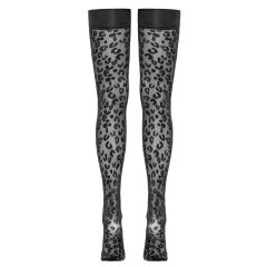 Cottelli Legwear - Leopard Print Thigh Highs (Black)