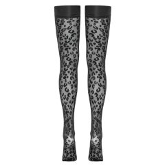 Cottelli Legwear - Leopard Print Thigh Highs (Black)