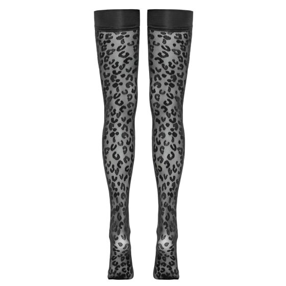 Cottelli Legwear - Leopard Print Thigh Highs (Black)