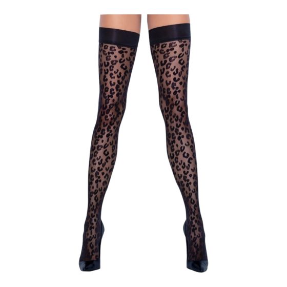 Cottelli Legwear - Leopard Print Thigh Highs (Black)