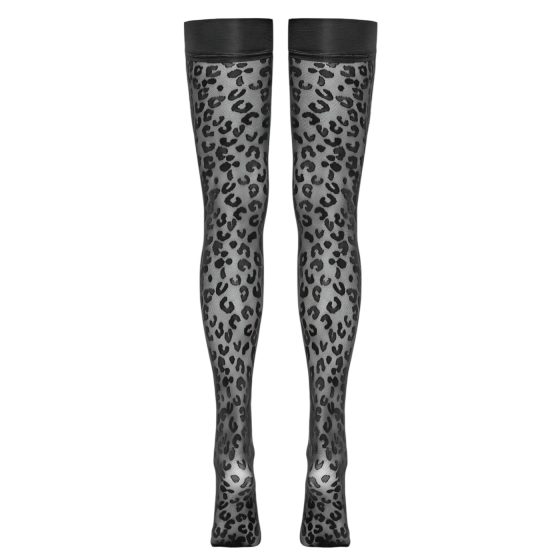 Cottelli Legwear - Leopard Print Thigh Highs (Black)