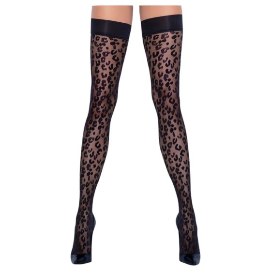 Cottelli Legwear - Leopard Print Thigh Highs (Black)