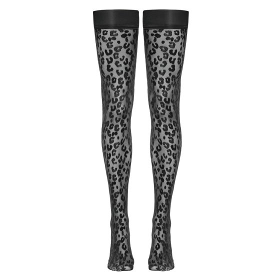 Cottelli Legwear - Leopard Print Thigh Highs (Black)