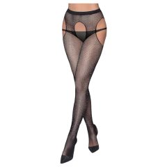   Cottelli Legwear - Open, Shimmering Fishnet Stockings - Black (S-L)