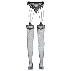   Cottelli Legwear - Strapped Openwork Fishnet Stockings - Black (S-L)