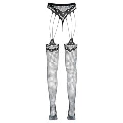   Cottelli Legwear - Strapped Openwork Fishnet Stockings - Black (S-L)