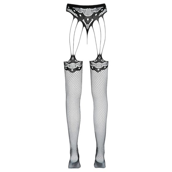 Cottelli Legwear - Strapped Openwork Fishnet Stockings - Black (S-L)