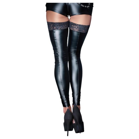 Noir - Lace Glossy Thigh Highs (Black)