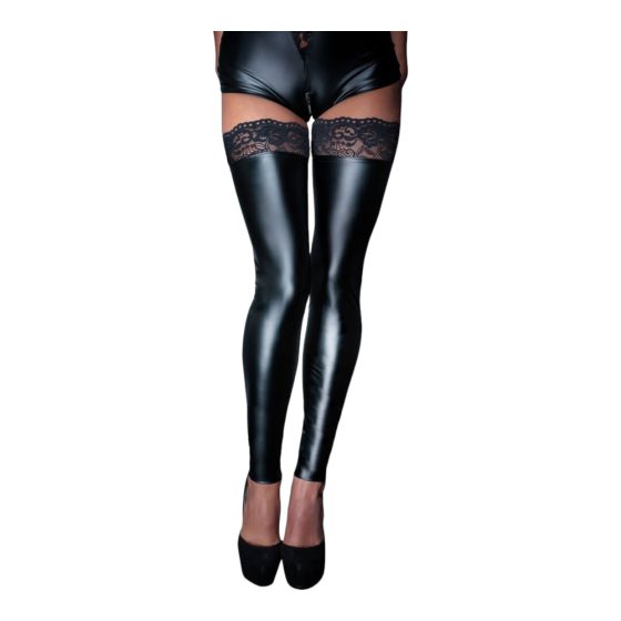 Noir - Lace Glossy Thigh Highs (Black)