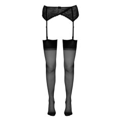   Cottelli - Striped Back Stockings with High Heel Seam (Black)