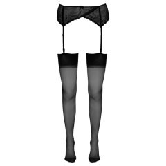   Cottelli - Striped Back Stockings with High Heel Seam (Black)