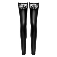 Black Shiny Leopard Print Thigh Highs