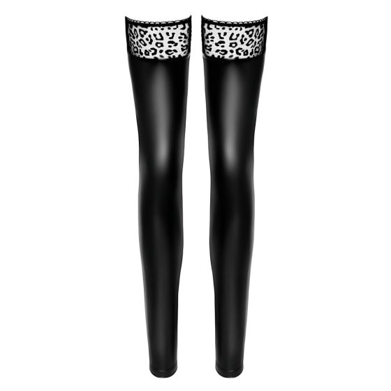 Black Shiny Leopard Print Thigh Highs