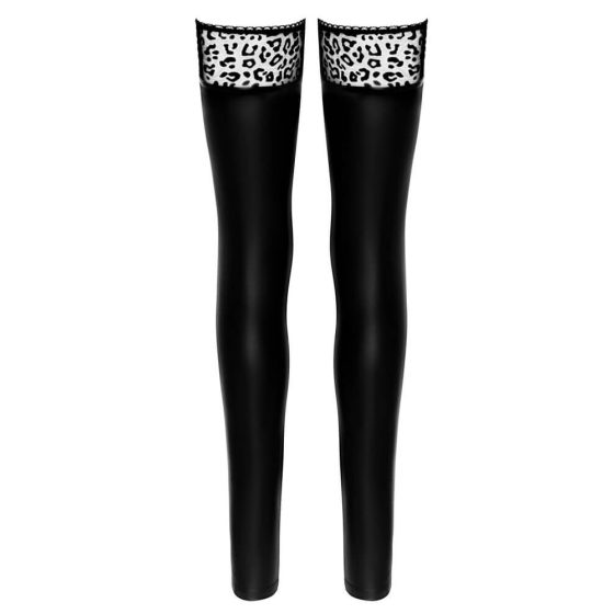 Black Shiny Leopard Print Thigh Highs