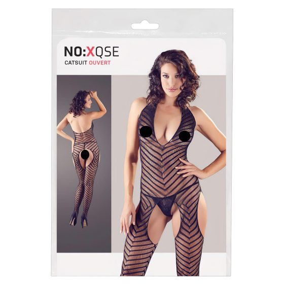 NO:XQSE - halter neck, open bodystocking with thong - black (S-L)