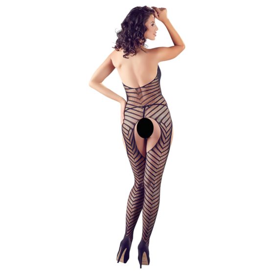 NO:XQSE - halter neck, open bodystocking with thong - black (S-L)