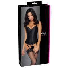 Cottelli Party - Satin Corset with Garter (Black)