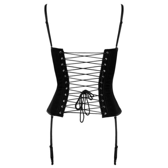 Cottelli Party - satin corset with suspender (black)