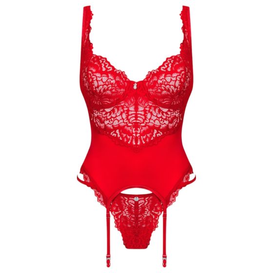 Obsessive Amor Cherris - lace set with garter belt (red)